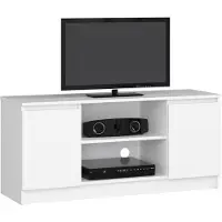 Akord Meuble TV Élégant 120 cm Blanc avec Rangement et Étagères