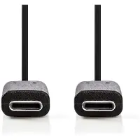 Nedis Câble USB | USB 3.2 Gen 1 | USB-C mâle | USB-C mâle | 60 W | 4K@60Hz | 5 Gbps | Nickelé | 3,00 m | Rond | PVC | Noir | Emballé