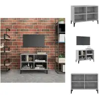 vidaXL Armoire TV avec pieds métalliques gris béton 69,5x30x50 cm - Meuble TV