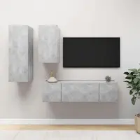 vidaXL 2024 Armoires TV modernes Ensemble de 4 armoires TV gris béton en bois 365287