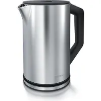 Arendo Bouilloire avec réglage de la température 40 - 100 °C, acier inoxydable, écran LED, 1,5L, 2200W, design double paroi, sans BPA, argent