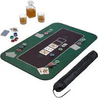 Relaxdays Tapis de poker 100 x 60 cm, Texas Hold'em, grand tapis de table de poker, antidérapant, polyester, accessoires de poker, vert
