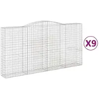 vidaXL Gabions avec arc surélevé 9 pcs. 400x50x200/220cm Fer galvanisé