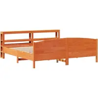 vidaXL Lit en bois massif sans matelas pin brun cireux 200x200