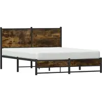 vidaXL Lit métallique sans matelas chêne fumé 150x200 cm