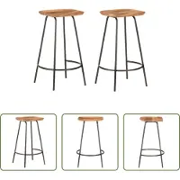 The Living Store Tabouret de bar 2 pcs. Bois massif d'acacia