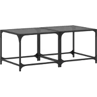 Syfax Tables basses avec dessus en verre noir 2 pcs 50x50x40 cm acier