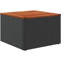 Syfax Table de jardin noire 55 x 55 x 37 cm en résine tressée et bois d'acacia
