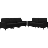 Syfax Ensemble de canapés 2 pcs avec coussins Noir Velours