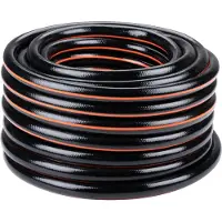 Black & Decker Tuyau d'arrosage 15 mètres 19MM - PVC résistant - Arrosage du jardin, lavage de la voiture, remplissage de la piscine - S'adapte à tous les robinets standards - Noir/Orange