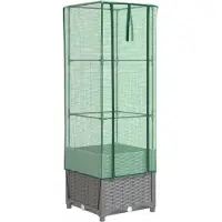 Syfax Jardinière surélevée avec housse aspect rotin 40x40x139 cm