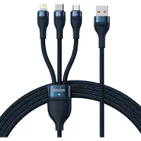 Baseus Câble Usb 3W1 Flash Series, Usb-C + Micro Usb + Lightning, 66W, 1.2M (Niebieski)