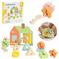Classic World Blocs de filetage entrelacés en bois , clés et portes Montessori 11 pièces.