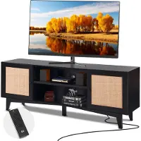 Vevor Meuble TV en Rotin pour Téléviseur de 75 pouces