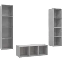 Syfax Ensemble de meuble TV 3 pcs Gris béton Bois d'ingénierie