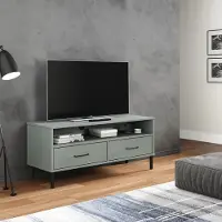 Prolenta Maison Exclusive - Meuble TV OSLO avec pieds métalliques, gris, en pin massif