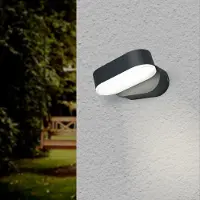Silamp Applique Murale Noire LED 6W IP54 Orientable Ovale - Blanc Neutre 4000K - 5500K
