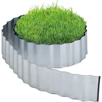 Relaxdays Bordure de pelouse , 8 m, bordure de parterre en métal galvanisé, flexible, pour pelouse et parterres, hauteur 16 cm, couleur argent