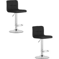 TEXTILOMANIE Tabouret Valora PROT, velours noir, base chromée x2 - Lot de 2 tabourets en velours avec pieds chromés