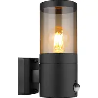 Globo Lighting Applique d'extérieur Globo 32014BSS XELOO IP44 E27 60 W noir/verre fumé avec détecteur de mouvement