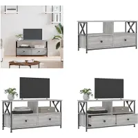 vidaXL Armoire TV Gris Sonoma 90x33x45 cm Bois composite & Fer - Armoire TV - Meubles TV - Meubles TV