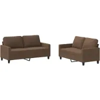 vidaXL Ensemble de canapés 2 pièces avec coussins Tissu brun
