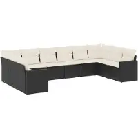 Syfax Salon de jardin 10 pcs avec coussins noir résine tressée