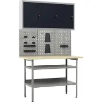 Syfax Établi avec 3 panneaux muraux et 1 armoire