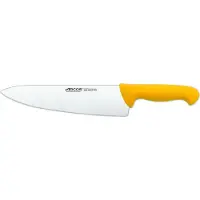 Arcos Couteau de chef couleur - Prof 290800 en acier inoxydable Nitrum et mangue Polypropylène jaune ergonomique avec lame de 25 cm, vitrine.