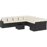 Syfax Salon de jardin 11 pcs avec coussins noir résine tressée