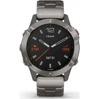Garmin - Smartwatch - fenix 6 Sapphire Titanium Grey Titanium - 010-02158-23