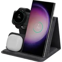 IMoshion chargeur sans fil pliable 3-en-1 pour Samsung - Galaxy smartphone / Galaxy Buds / Galaxy Watch - Gris