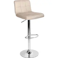 EHokery Arako Tabouret de bar Chrome Beige Velvet Réglable en hauteur