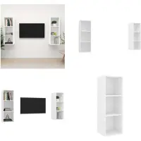 vidaXL Armoires TV murales 2 pcs. Blanc Bois composite - Armoire TV - Armoire TV suspendue - Armoire TV suspendue