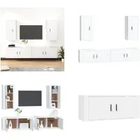 vidaXL 4 pcs. Ensemble d'armoires de télévision blanc en bois composite - Ensemble d'armoires de télévision - Ensembles d'armoires de télévision - Meuble-paroi
