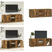 vidaXL Armoire TV chêne fumé 100x31,5x35 cm Bois composite - Armoire TV - Meubles TV - Support TV