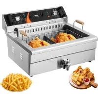 Vevor friteuse commerciale, 2250 W friteuse électrique avec panier, grande capacité 20 L Countertop Oil Fryer, acier inoxydable, contrôle de la température, pour cuisine restaurant utilisation, argent