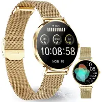 Xcoast Femme Smartwatch SIONA 2 Nano Gold - très petite Smartwatch : 38mm de diamètre, 6,9mm d'épaisseur, 6 jours de batterie, écran tactile AMOLED, Fitnesstracker