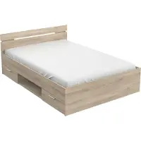 CBA CasaDolce lit pratique MEDIN, chêne de Cronberg, dimensions 144,5x204,3x74,2 cm. pour matelas 140x200 cm, avec deux tiroirs
