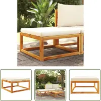 The Living Store Tabouret de jardin avec coussin 65x65x29 cm bois massif acacia
