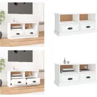 vidaXL Armoire TV Blanc brillant 93x35,5x45 cm Bois composite - Armoire TV - Meubles TV - Support TV