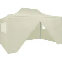 Prolenta Maison Exclusive - Tente de réception professionnelle pliable avec 4 parois latérales, 3 × 4 m, acier, couleur crème