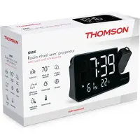 Thomson Radio-réveil par projection - Noir - Radio FM, température, humidité, double alarme, USB-C, alimentation 230V