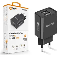 Aligator 2,4A, 2xUSB, smart IC, noir