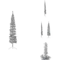 vidaXL Semi-sapin de Noël artificiel Support Étroit Argent 210 cm - Sapins de Noël