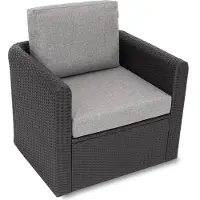 Hobbygarden Coussin pour fauteuil en rotin Meuble de jardin en rotin technique Intérieur /Extérieur - Mia Tech - 60 x 55 cm - Gris