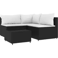Syfax Salon de jardin 4 pcs avec coussins Noir Résine tressée