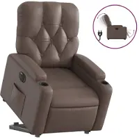 Syfax Fauteuil inclinable électrique marron similicuir