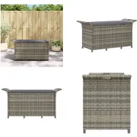 vidaXL Banc de jardin avec coussins Gris 116x46x57 cm Poly rotin - Banc de jardin - Banc de jardin - Banc d'extérieur
