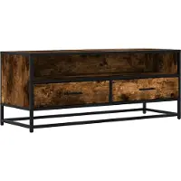 Syfax Meuble TV chêne fumé 100x34,5x40 cm bois d'ingénierie et métal